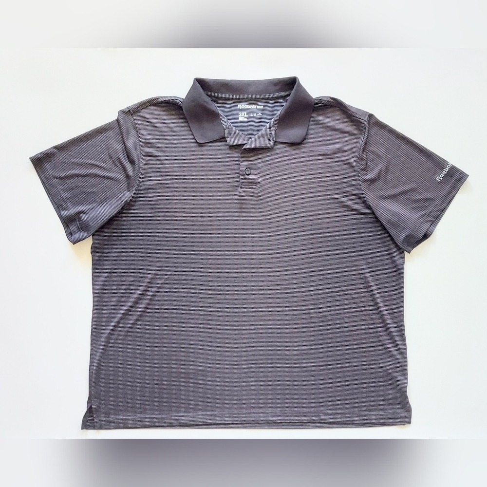 Reebok Golf Striped Performance Golf Polo Pullover Shirt Gray Mens 3XL